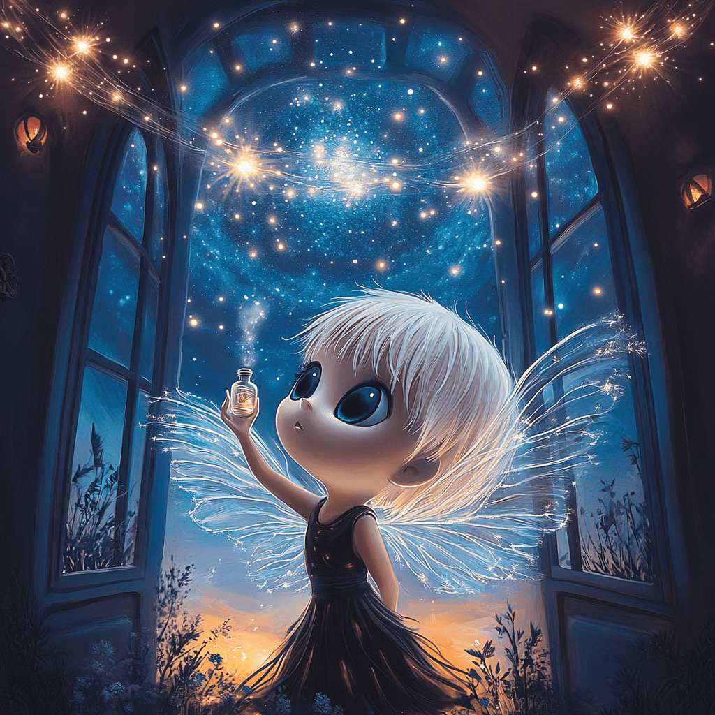 The magical Moonweaver fairy reaching for the stars